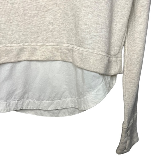Athleta Heather Cream and White Roamer Zip Back Layered Sweatshirt XS - Picture 4 of 11